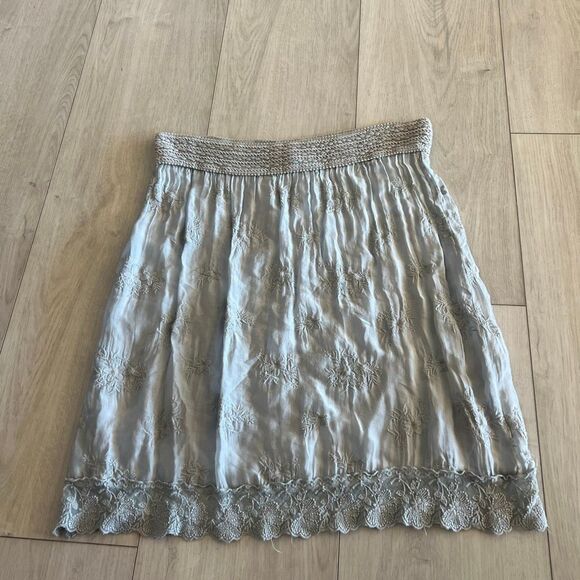 Nicole SILK Nicole Grey Floral Skirt size L - Picture 1 of 8